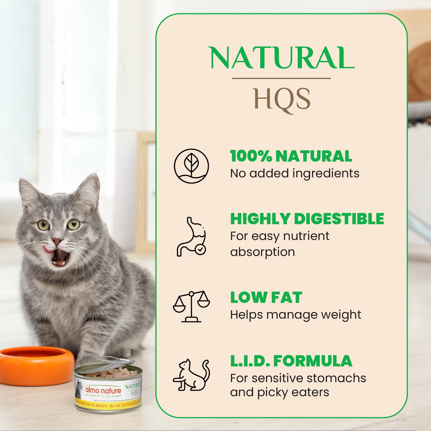 Almo Nature Tuna and Cheese in Broth HQS Natural Cat Food 150g