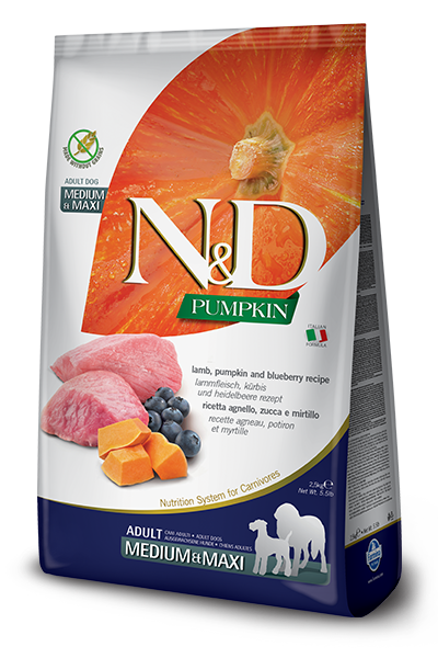 Farmina N & D  Adult Dog Med/Maxi Lamb & Blueberry With Pumpkin 5.5Lb