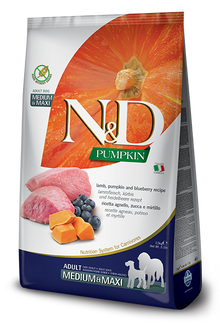 Farmina N & D  Adult Dog Med/Maxi Lamb & Blueberry With Pumpkin 26.4Lb