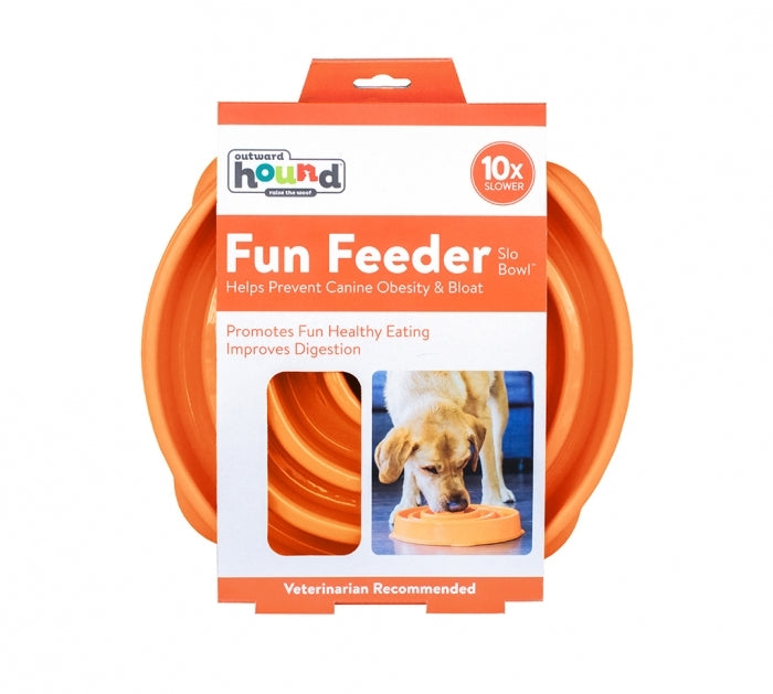 Outward Hound Orange Fun Feeder Slo-Bowl Large