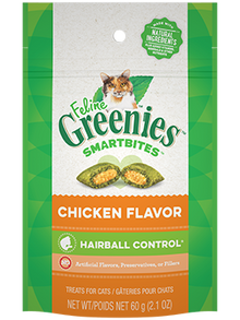 Greenies Chicken Flavour Feline Smartbites Hairball Control Treats 2.1oz