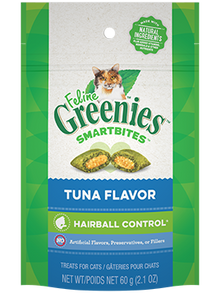 Greenies Tuna Flavour Feline Smartbites Hairball Control Treats 2.1oz