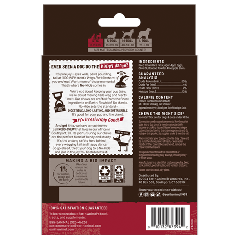 Earth Animal No Hide Beef Stix for Dogs and Cats