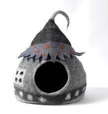 Karma Cat Wool Felt Fairy House Grey