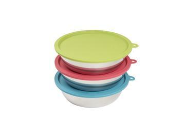 Messy Mutts 🍁6Pc Set - 3 Stainless Bowls and Lids