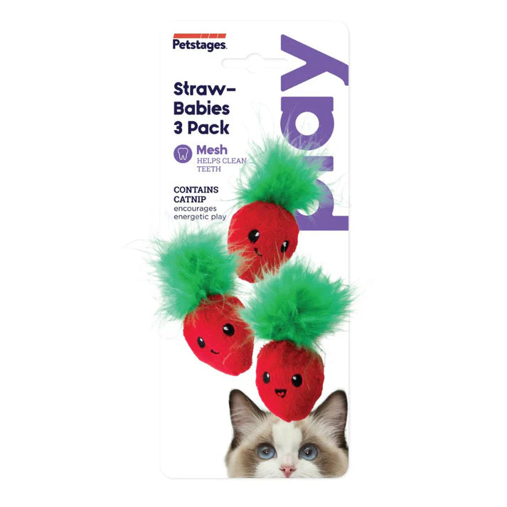 Petstages Straw-Babies Dental Catnip Toy 3-pack