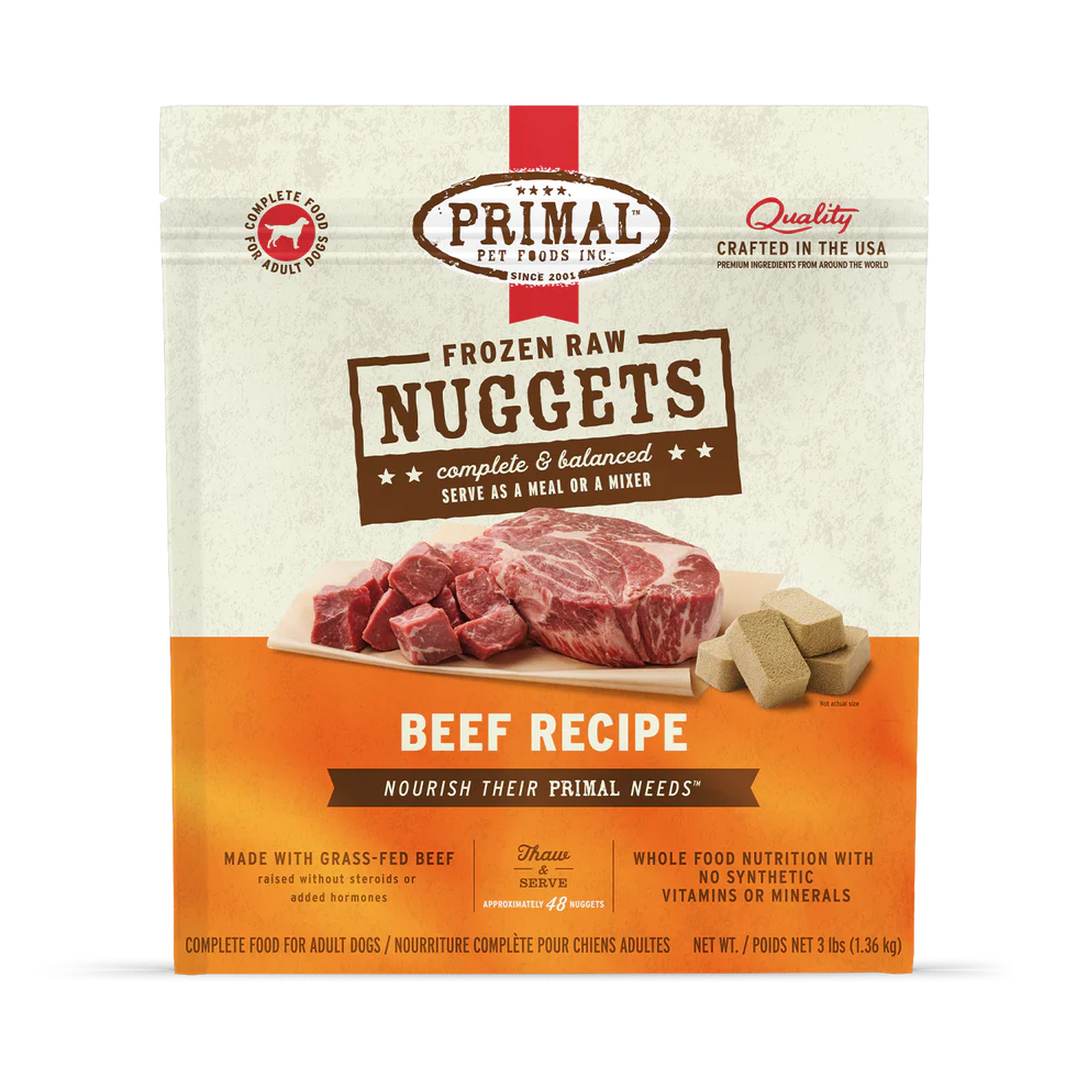 Primal Pet Foods Canine Beef Frozen Nuggets 3Lb