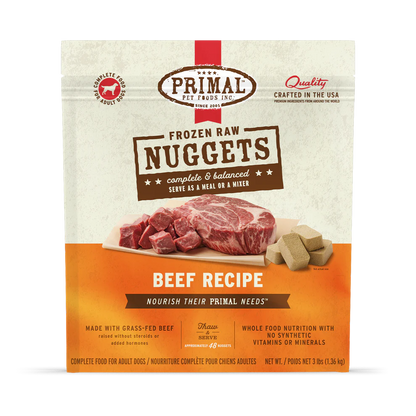 Primal Pet Foods Canine Beef Frozen Nuggets 3Lb
