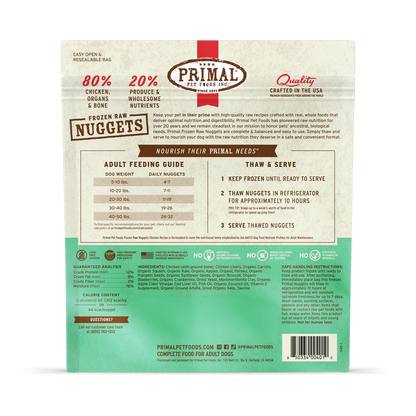 Primal Pet Foods Canine Chicken Frozen Nuggets 3Lb
