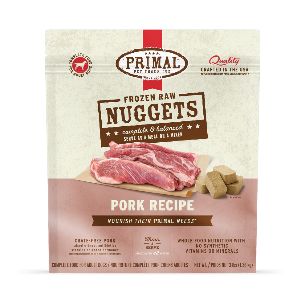 Primal Pet Foods Canine Pork Frozen Nuggets 3Lb