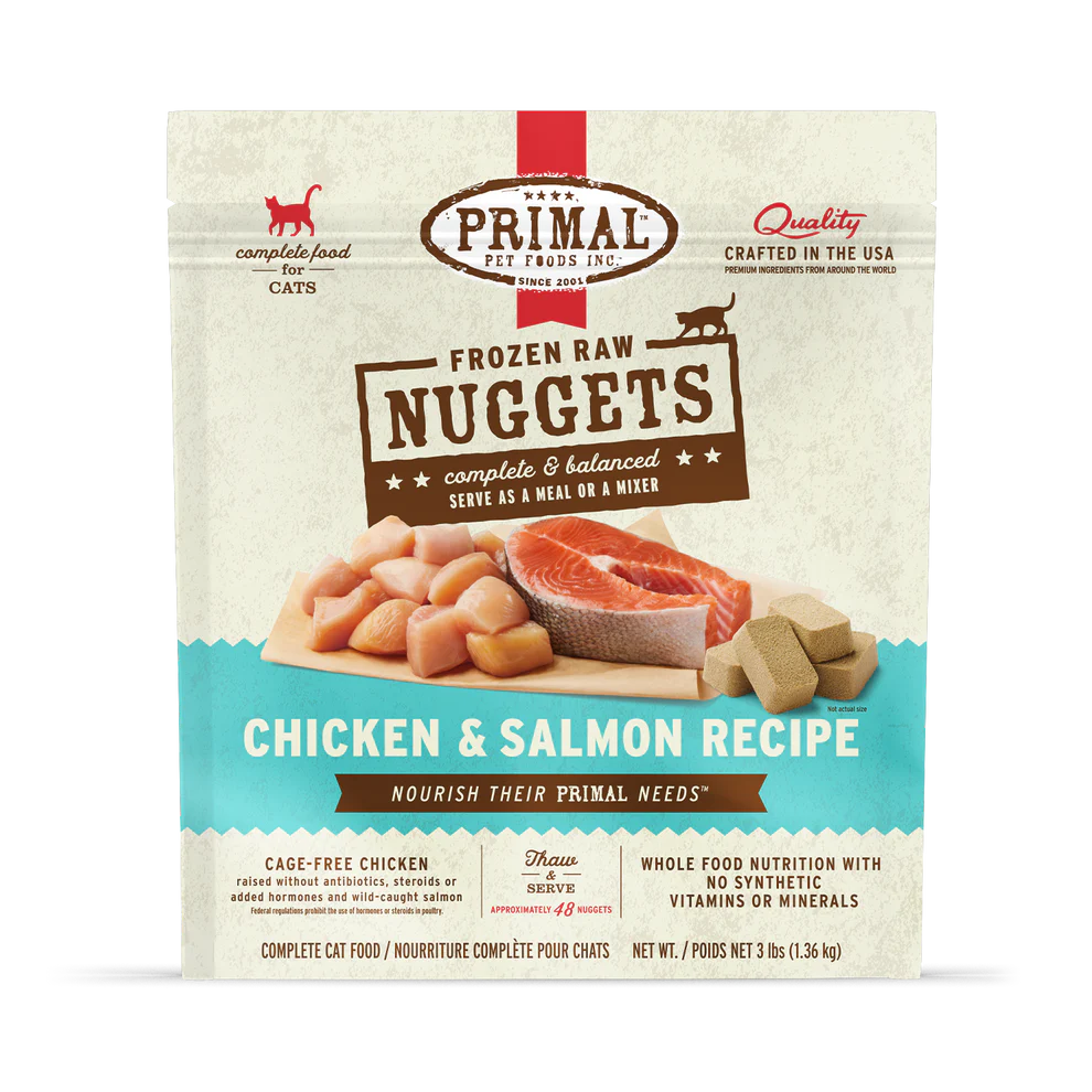 Primal Pet Foods Feline Chicken & Salmon Frozen Nuggets 3Lb