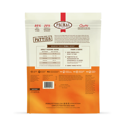 Primal Pet Foods Canine Beef Frozen Patties 6Lb