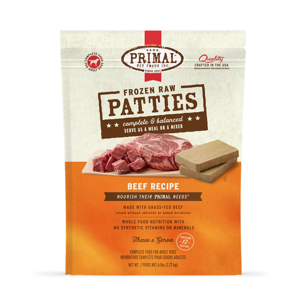 Primal Pet Foods Canine Beef Frozen Patties 6Lb