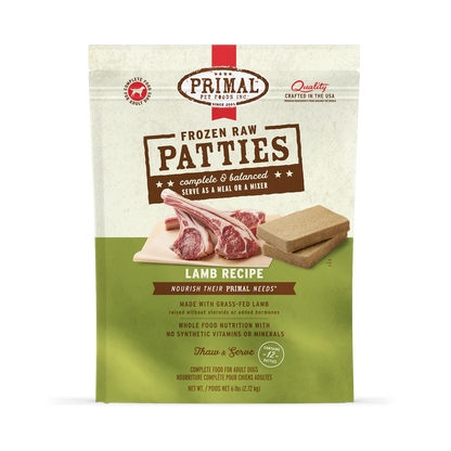 Primal Pet Foods Canine Lamb Frozen Patties 6Lb