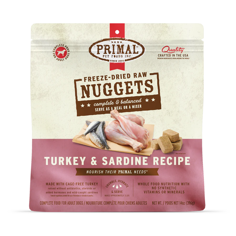 Primal Pet Foods Canine Turkey & Sardine Freeze Dried Nuggets 5.5Oz