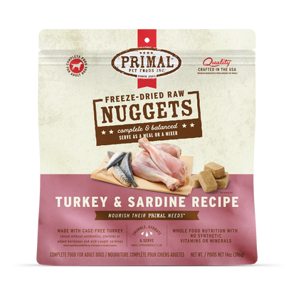 Primal Pet Foods Canine Turkey & Sardine Freeze Dried Nuggets 14Oz