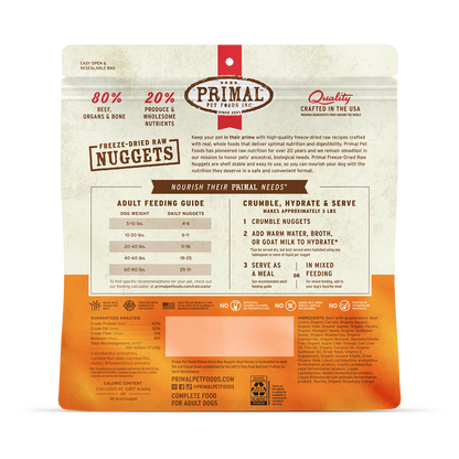 Primal Pet Foods Canine Beef Freeze Dried Nuggets 14Oz