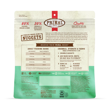 Primal Pet Foods Canine Chicken Freeze Dried Nuggets 14Oz