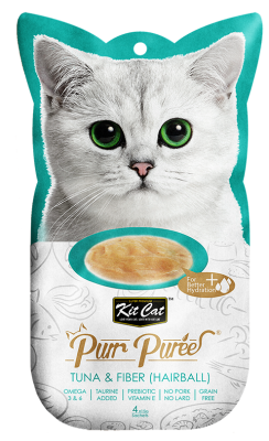 Kit Cat Purr Purees Tuna & Fiber Hairball 4 x 15g for Cats