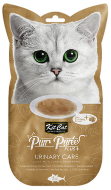 Kit Cat Purees Plus + Urinary Care with Tuna + Cranberry 4 x 15g for Cats