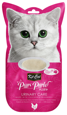 Kit Cat Purr Puree Plus + Urinary Care with Chicken + Cranberry 4 x 15g for Cats