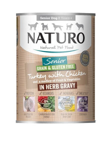 Naturo Grain & Gluten Free Senior Turkey with Chicken in Herb Gravy 390g