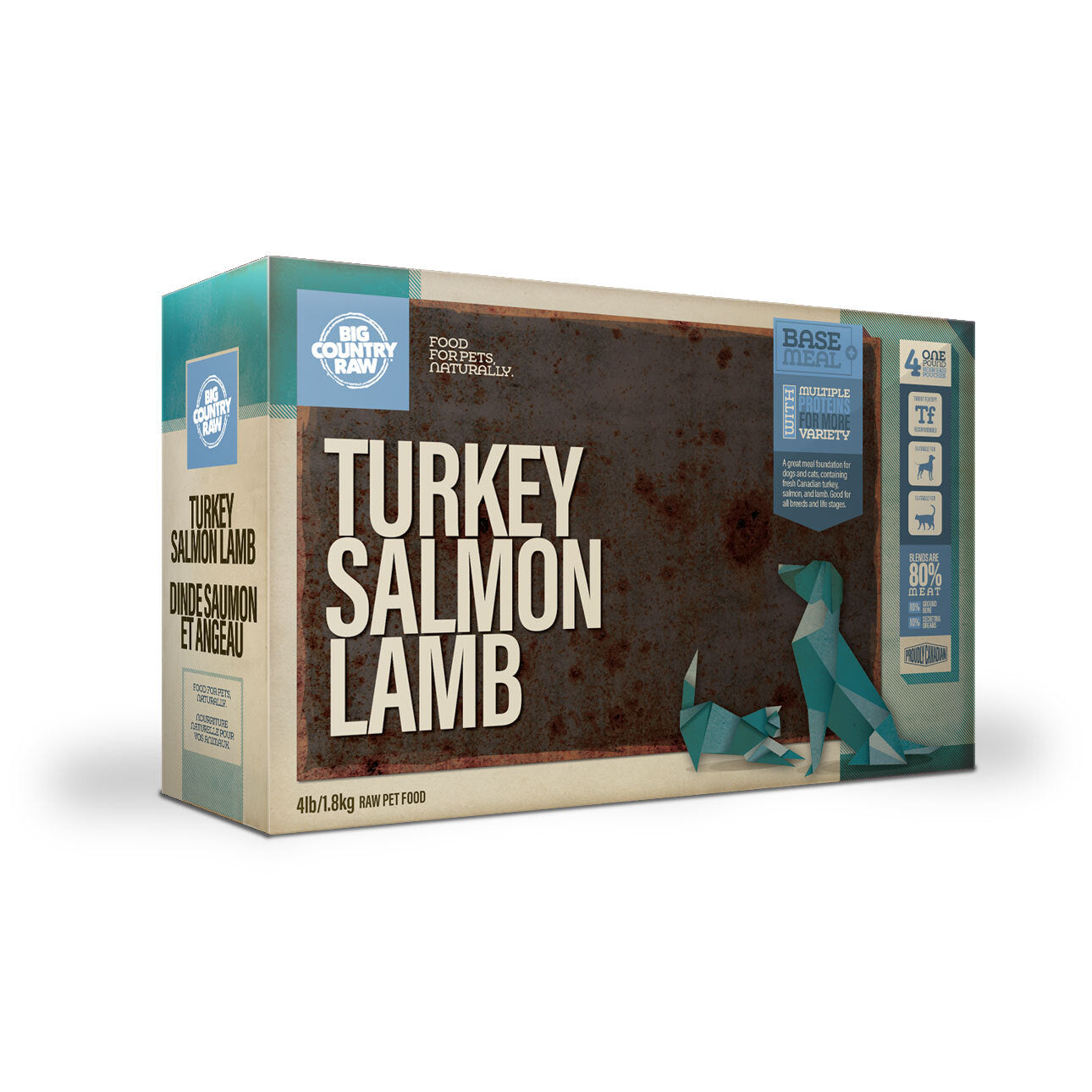 Big Country Raw Turkey Salmon Lamb 4Lb Carton