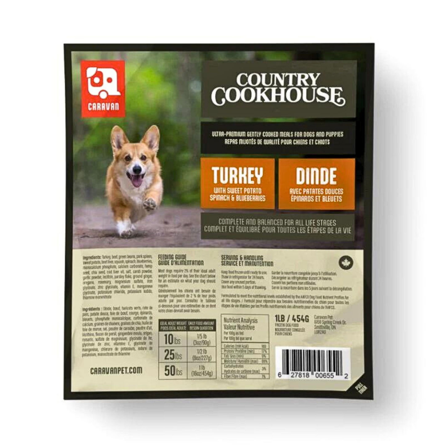 Caravan Country Cookhouse Gently Cooked Turkey for Dogs 1LB