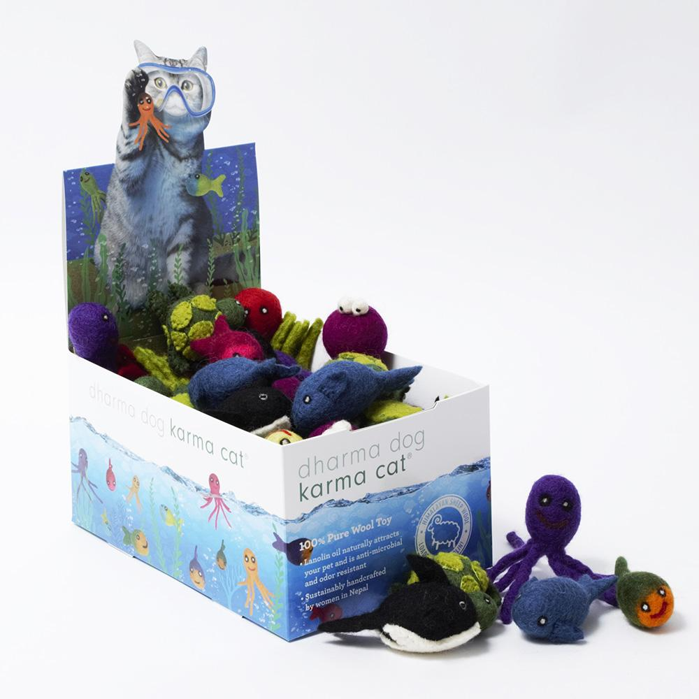 KARMA CAT Wool Felt Assorted Aqua Toy for Cat