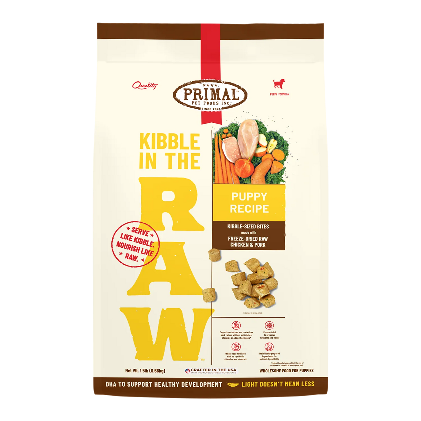 Primal Kibble in the Raw Puppy Chicken & Pork Recipe for Dogs