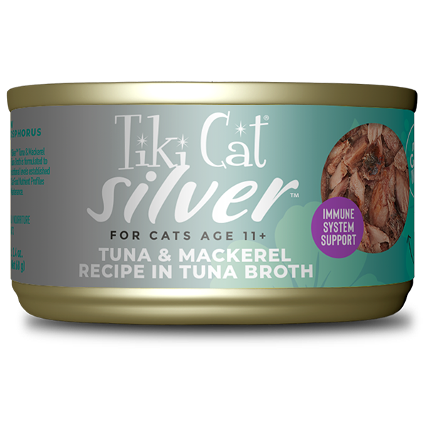 Tiki Cat Silver Senior Whole Foods Tuna & Mackerel in Broth 2.4oz