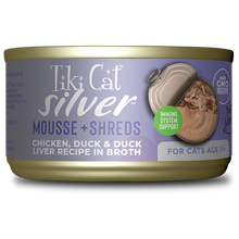 Tiki Cat Silver Senior Mousse & Shreds Chicken, Duck & Liver in Broth 2.4oz