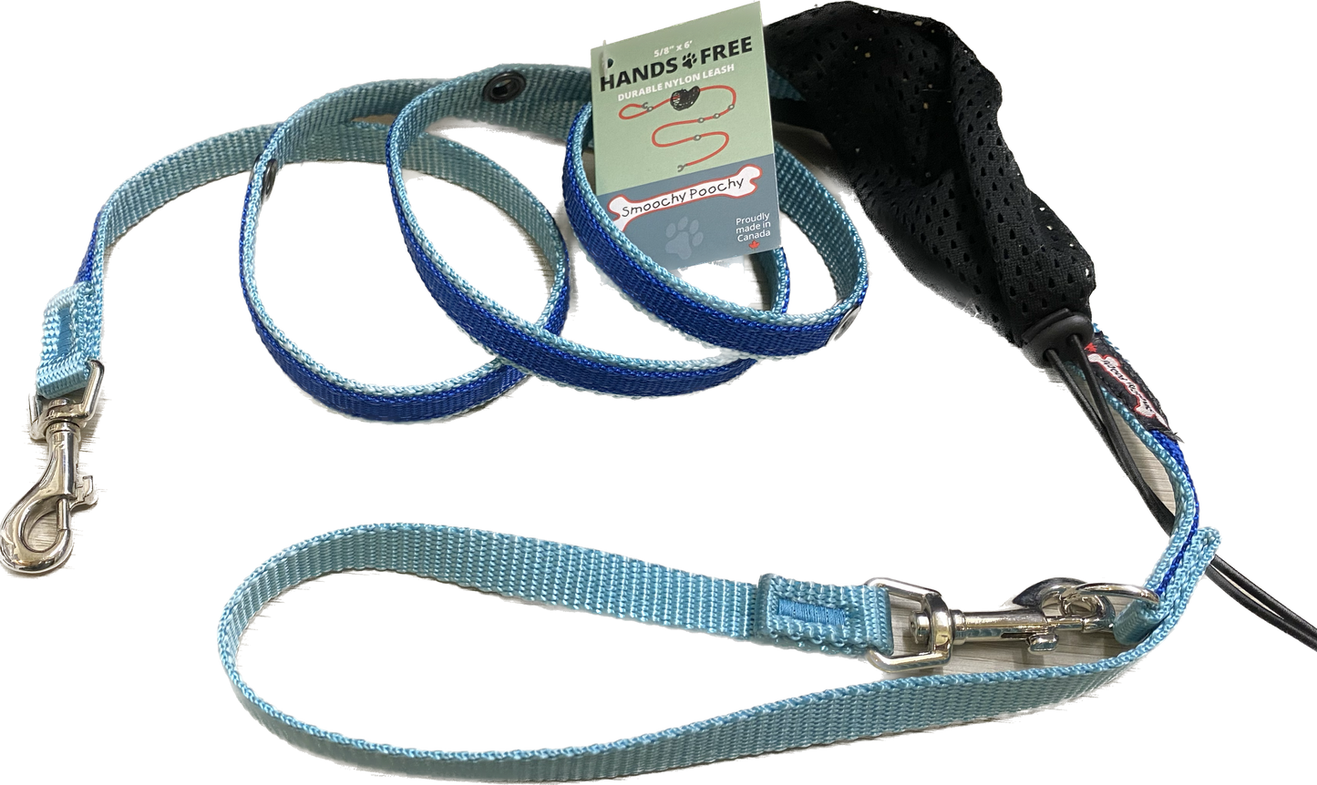 Smoochy Poochy Ocean Blue & Turquoise 5/8 x 6 Hands Free Leash