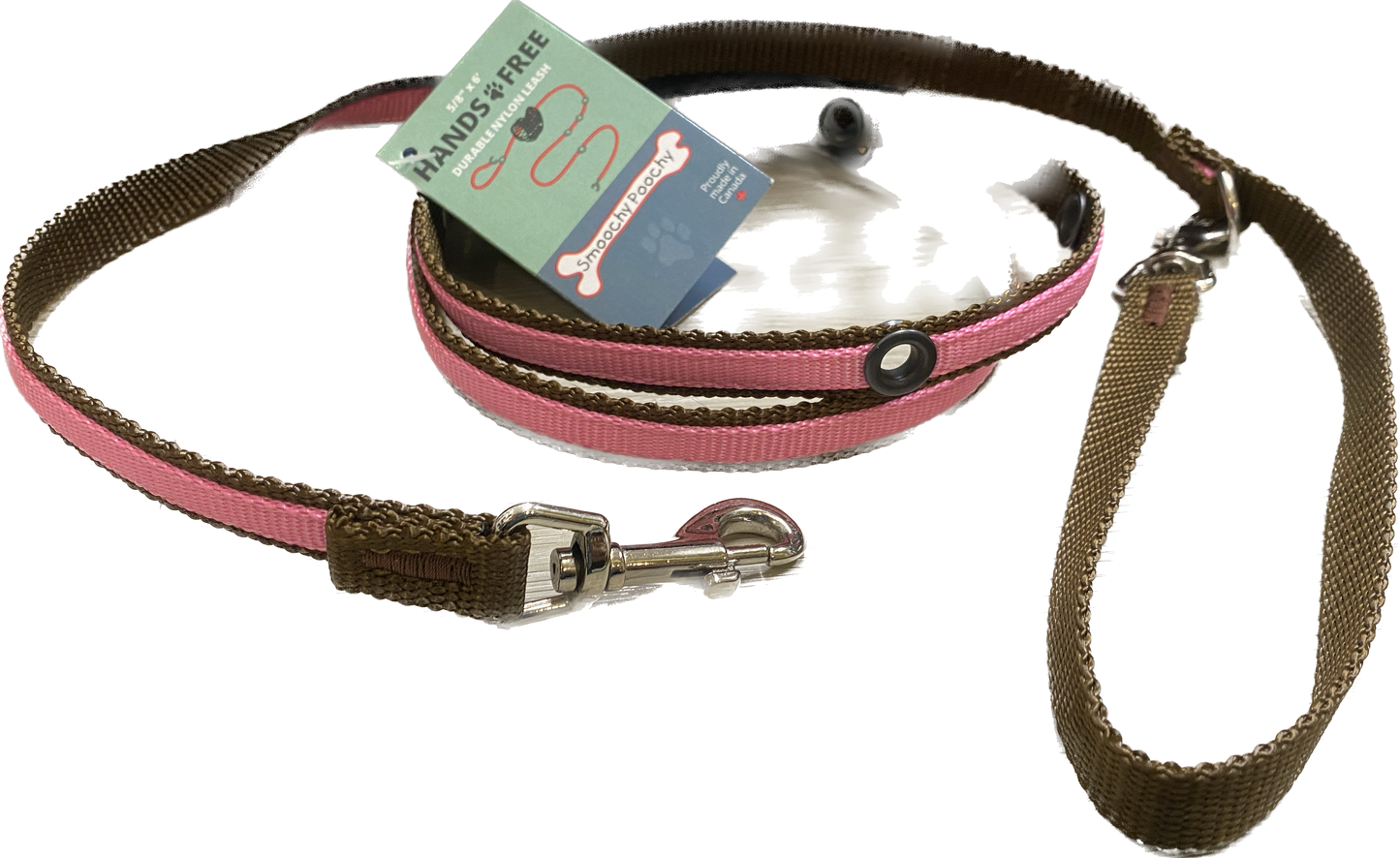 Smoochy Poochy Baby Pink & Brown 5/8 x 6 Hand Free Leash