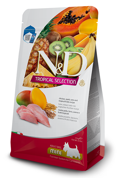 N&D Farmina Tropical Mini Adult Chicken, Spelt, Oat & Fruits Dog Food