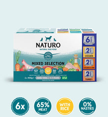 Naturo Adult with Rice Variety Pack 6 x Trays - Chicken, Lamb and Turkey