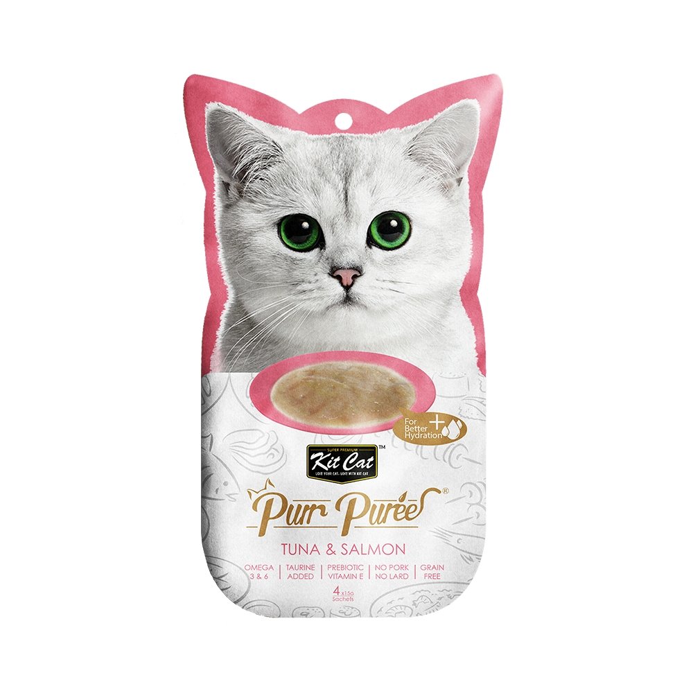 Kit Cat Purr Purees Tuna & Salmon 4 x 15g for Cats