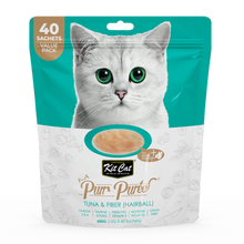 Kit Cat Purr Purees Tuna & Fiber for Hairballs Wet Cat Treats 40 x 15gm