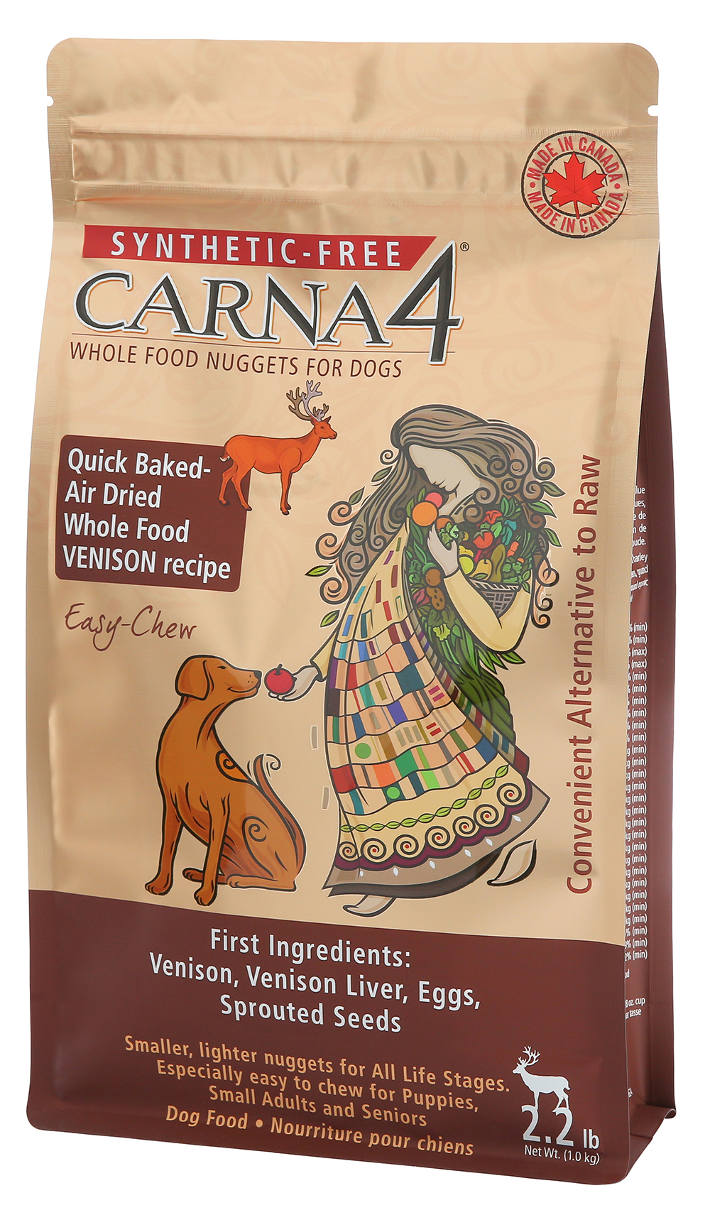 Carna4 Venison Quick Baked-Air Dried Whole Food Nuggets for Dogs