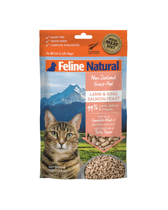 Feline Natural Lamb & King Salmon Feast Freeze Dried Cat Food 100g