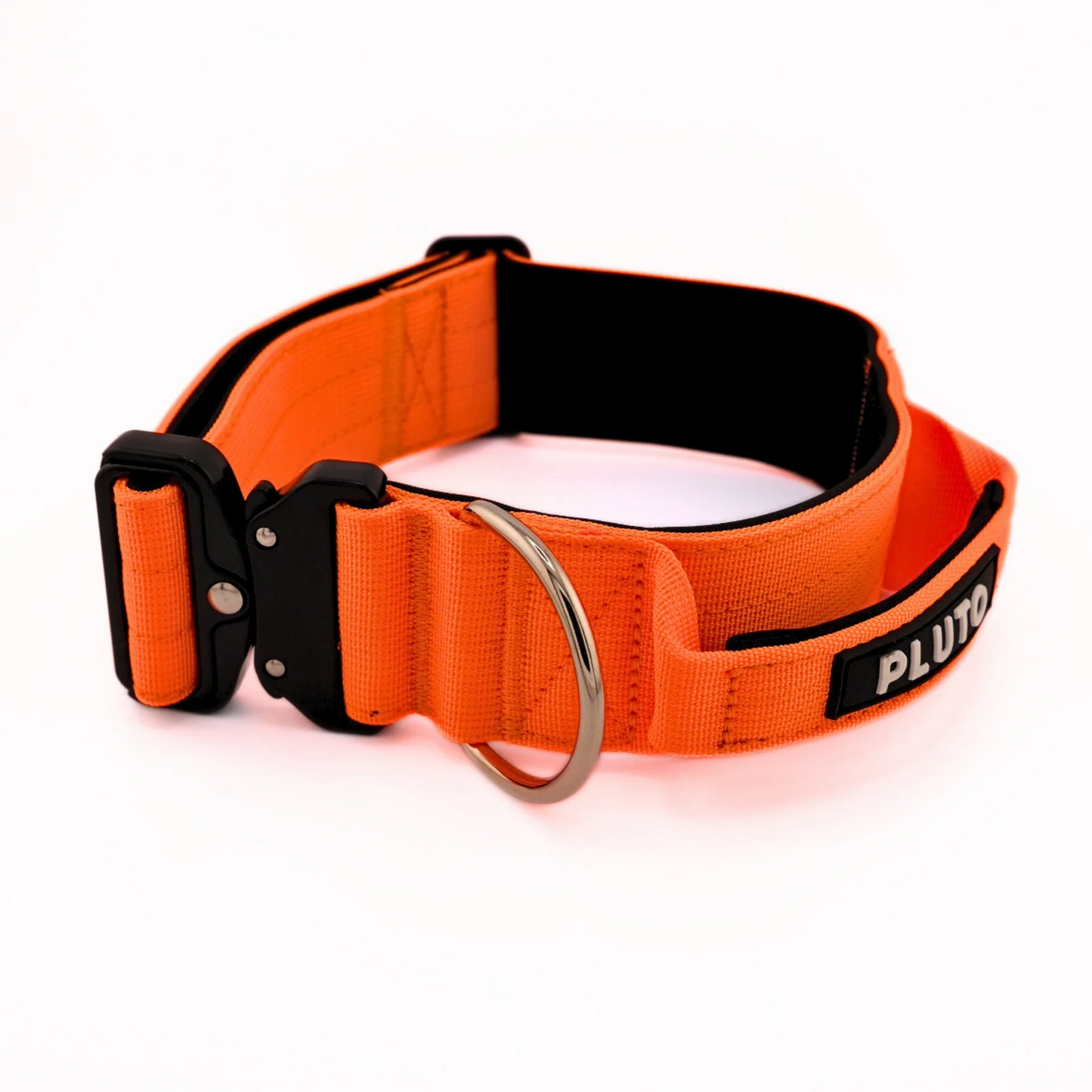 Pluto Pooch 5cm Hi-Vis Orange Heavy Duty Tactical Collar