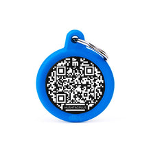 My Family Blue Circle Hushtag Plus QR Code