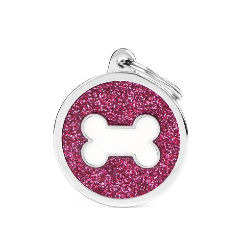 My Family Pink Glitter Bone Charm