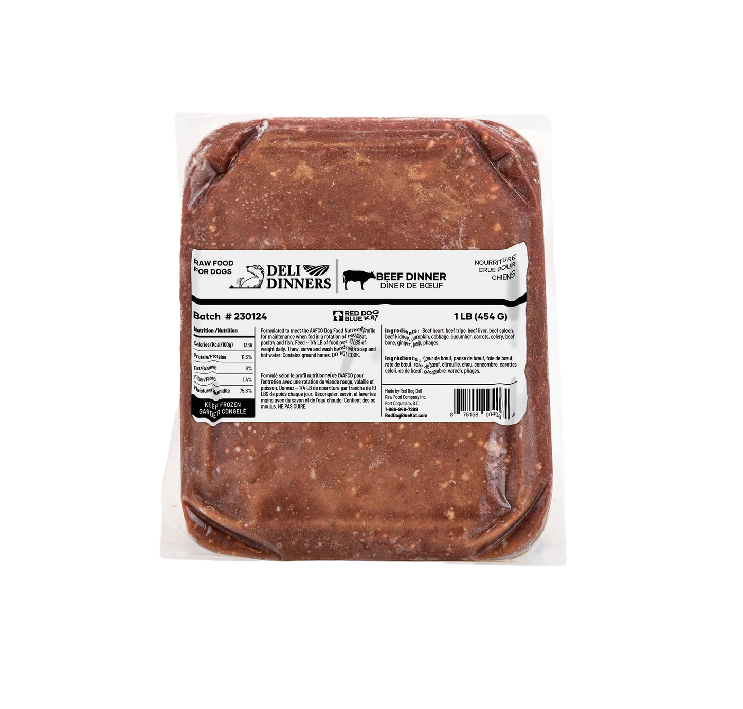 Red Dog Blue Kat Deli Dinner Beef for Dogs 1lb