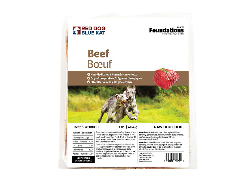 Red Dog Blue Kat Foundations Raw Beef for Dogs 1lb