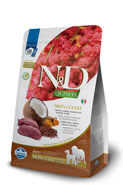 N&D Farmina Venison & Quinoa Skin & Coat Med/Maxi Dry Dog Food