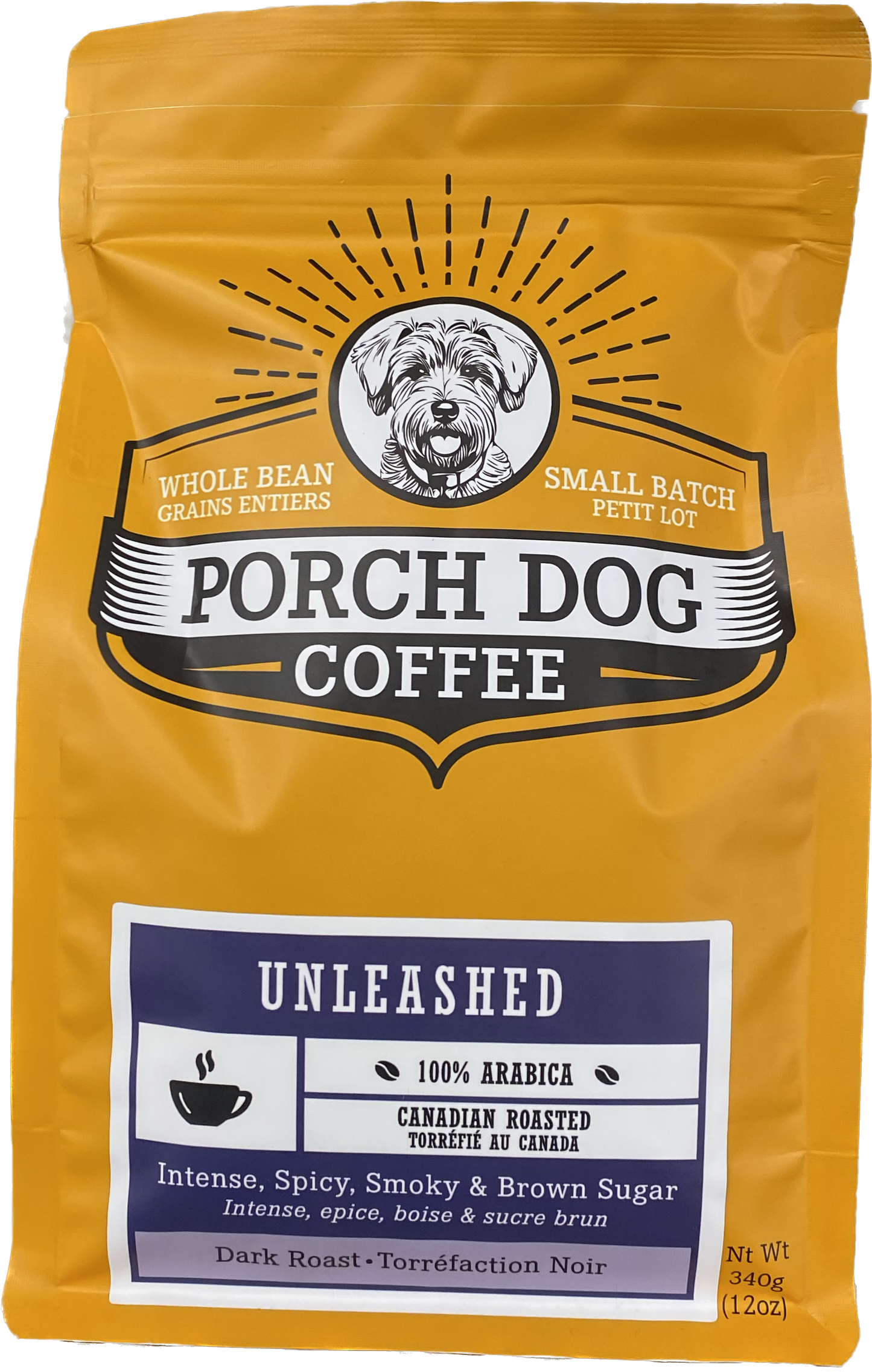 Porch Dog Coffee Unleashed Whole Bean Dark Roast Blend 12oz