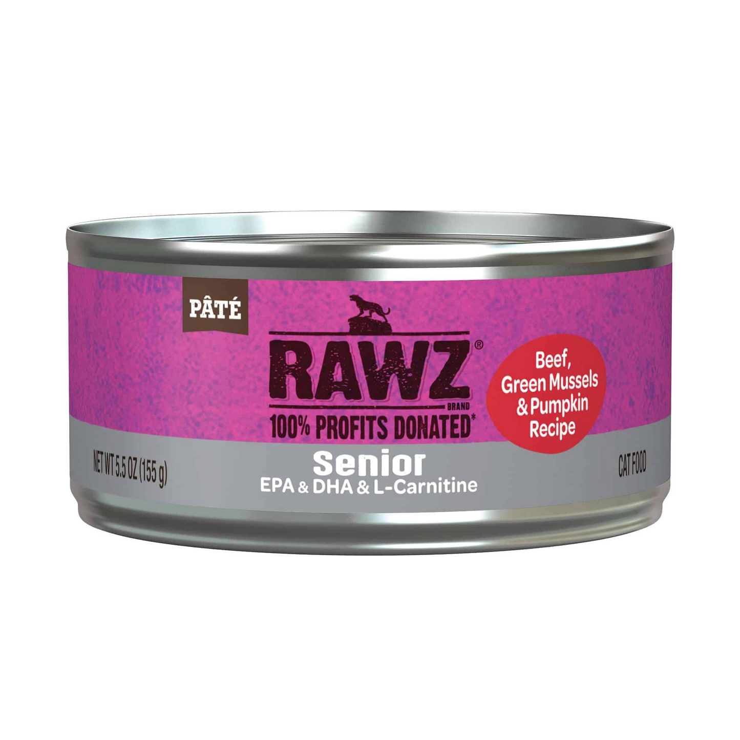 RAWZ Senior Beef, Mussel & Pumpkin Wet Cat Food 5.5oz