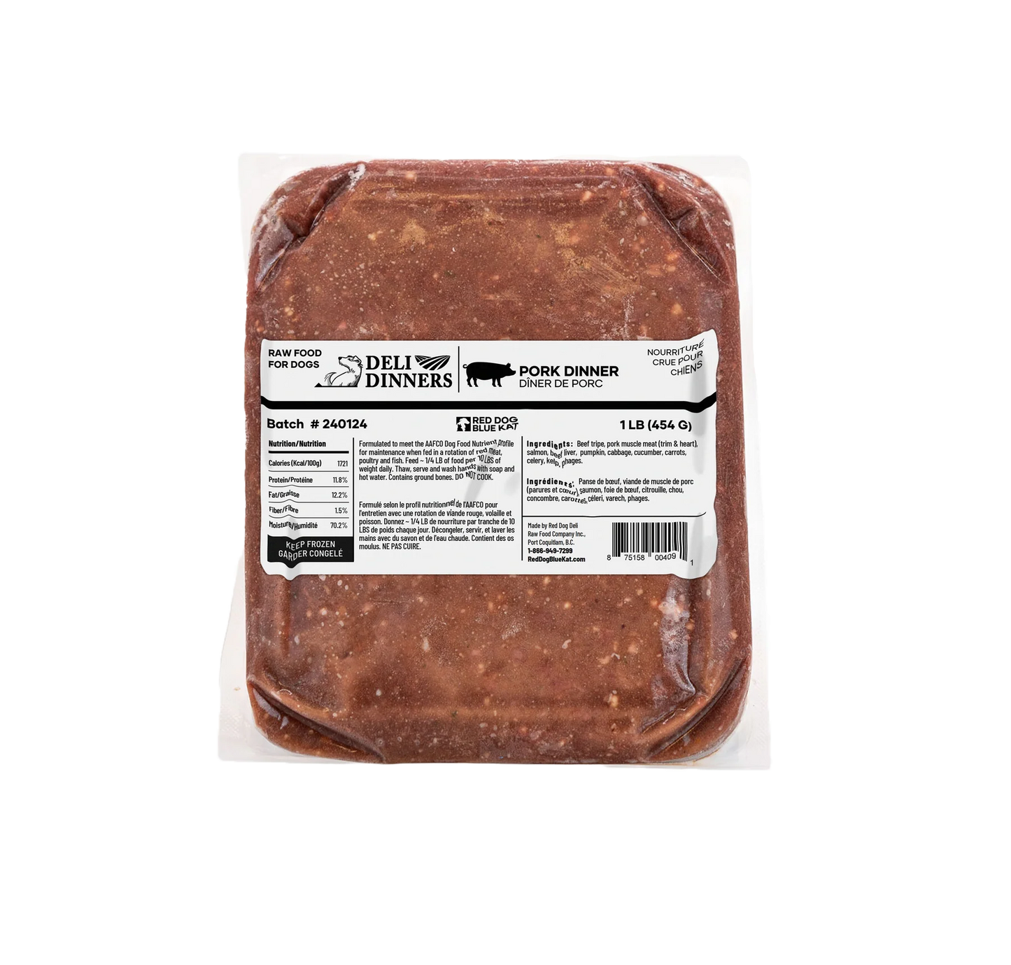 Red Dog Blue Kat Deli Pork Dinner for Dogs 1lb