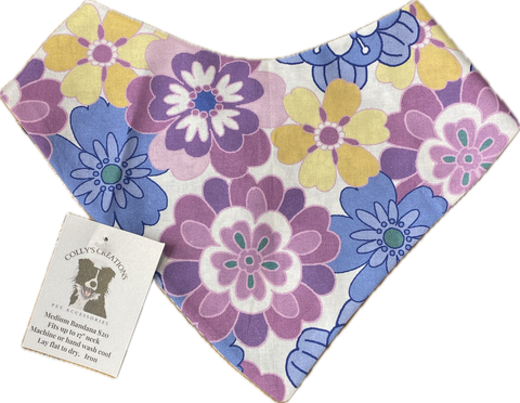 Colly's Creations Groovy Flowers Reversible Bandanna for Dogs